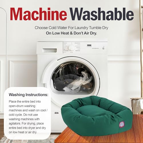 Image of Majestic Pet 52 Inch Bagel Calming Dog Bed Washable - Cozy Soft Round Dog Bed with Spine Support for Dogs to Rest their Head - Fluffy Donut Dog Bed 52x35x11 (Inch) - Round Pet Bed X-Large - Green