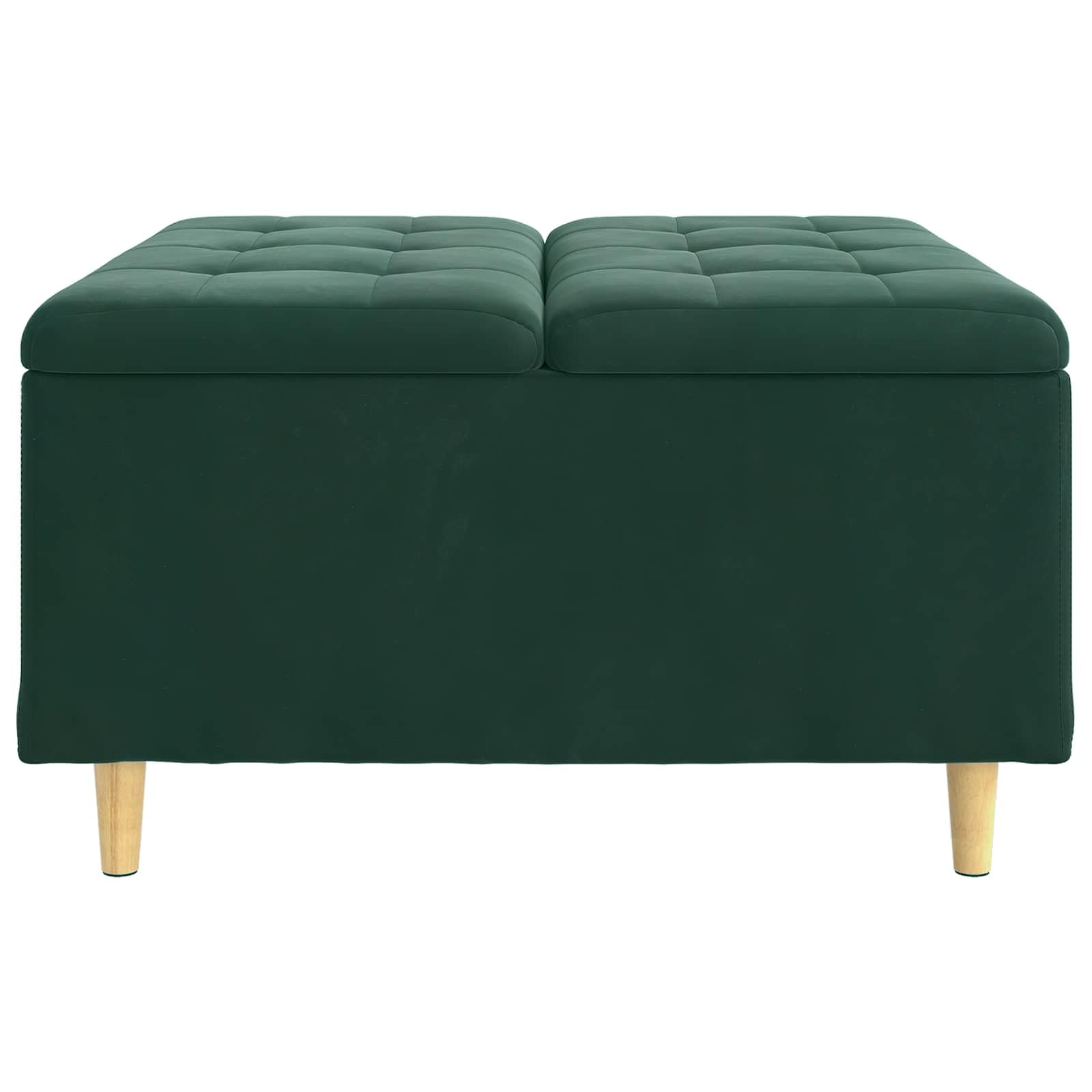Ottomana con vano portaoggetti, verde scuro, 80 x 80 x 45 cm