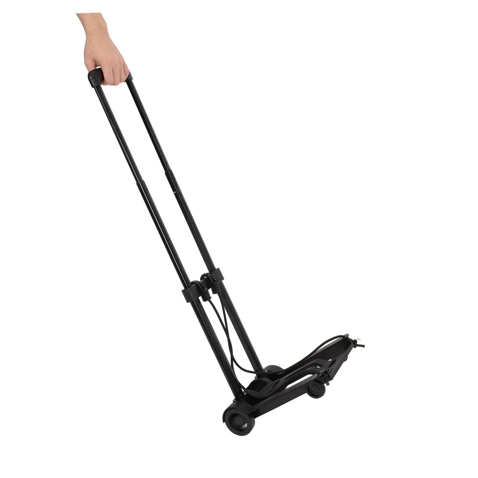 Carrito de Equipaje Plegable Compacto Ligero Asa Extensible, Doble Gancho, Cordón Elástico Ajustable y Base Reforzada, Carrito Utilitario Portátil de 2 Ruedas para Compras y