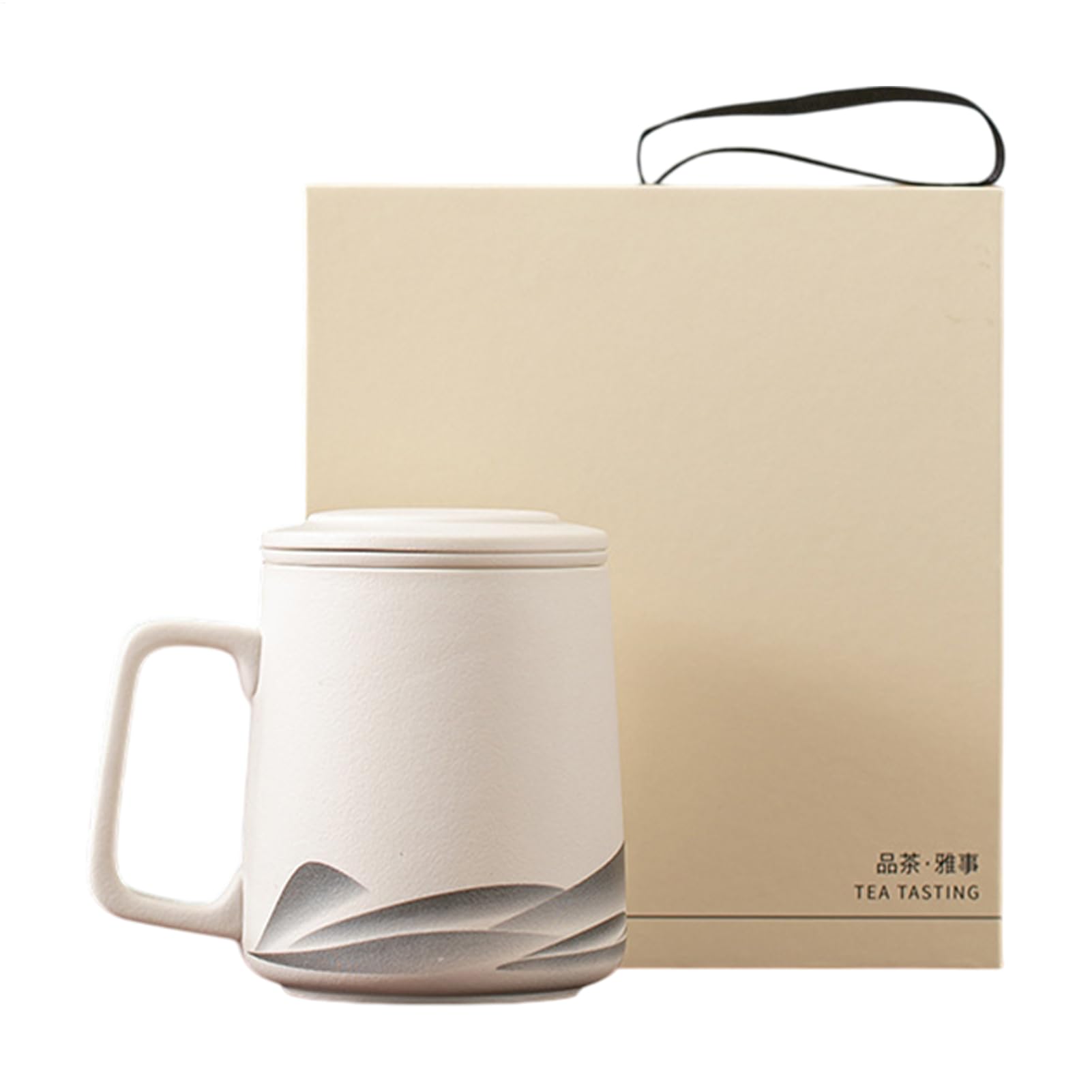 Taza de té con infusor y tapa 360 Ml Cerámica Filtro Acero Inoxidable
