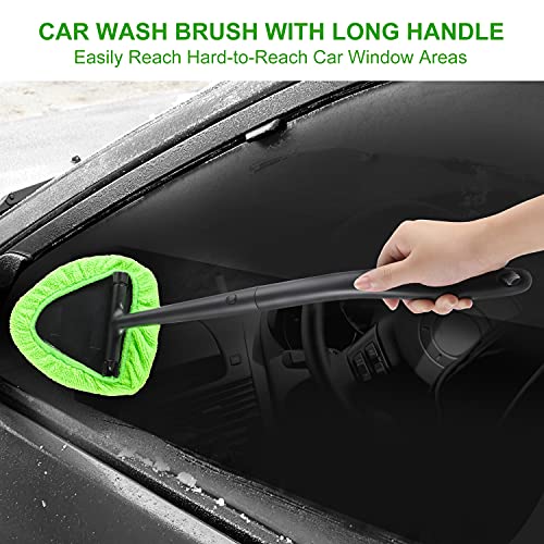 X Xindell Windshield Cleaning Tool, 22Inch Interior Car Window Cleaner Detailing Kit, Glass Wipes Washer Windshield Fluid Wiper Automotive Exterior Accessories-Includes 3 Microfiber Cloths (Triangle) #TOP1