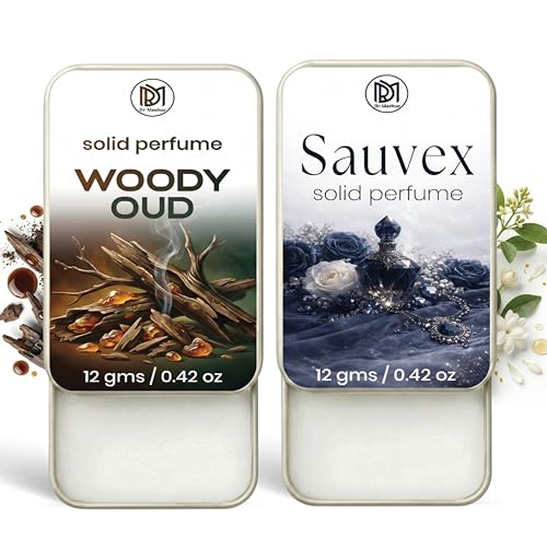 Image of Dr.Mashur Solid Perfume |Woody oud&Sauvex Alcohol Free Wax Perfume Balm, Long Lasting | Pocket Tin 12g, Pack Of 2| Non Greasy Smooth Glide, Travel Friendly Men And Women
