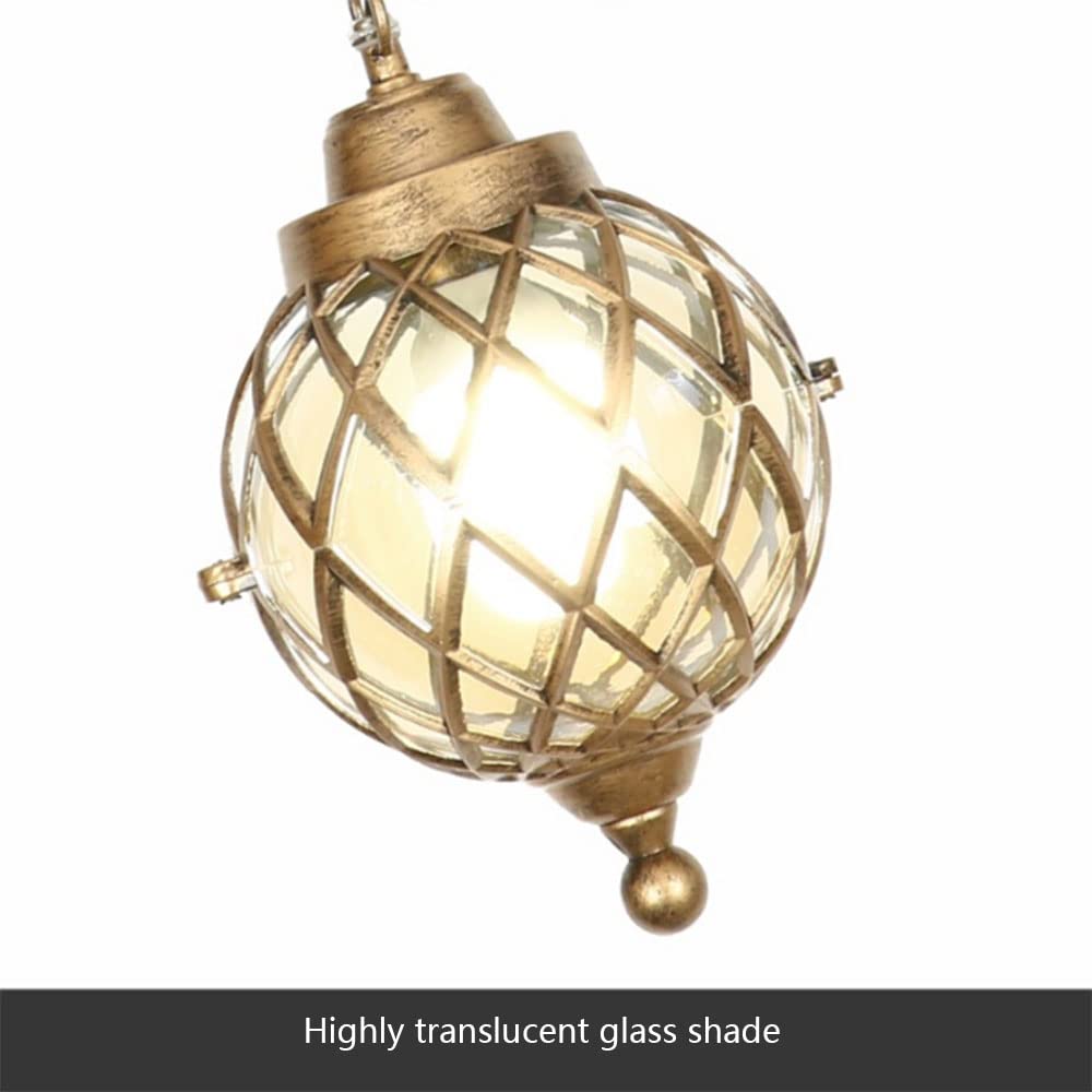 lampy wiszące do użytku na zewnątrz, Czarny metalowy żyrandol z przezroczystą szklaną kulą w żelaznej