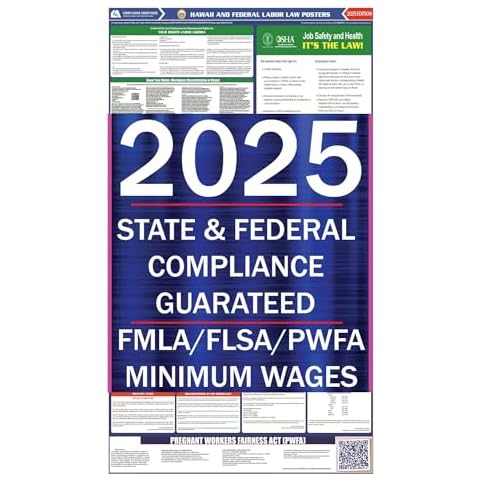 Compliance Assistance 2025 Hawaii (HI) State Labor Law Poster - State, Federal and OSHA Compliant Laminated Poster - Ideal for Posting in The Workplace Cover