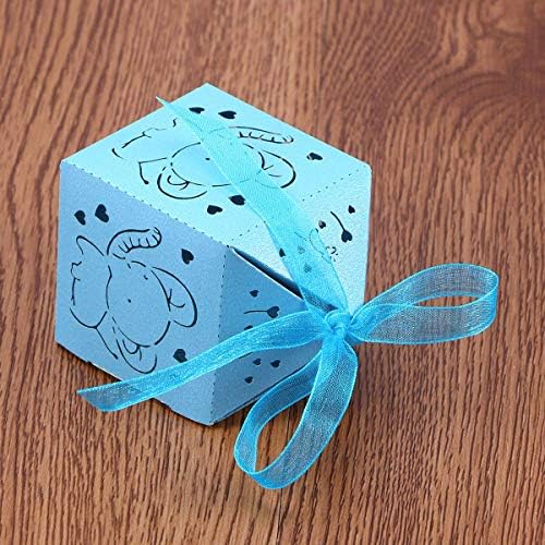 STOBOK 50pcs Heart elephant Wedding baby shower Birthday Candy Boxes sweet gift favor boxes chocolate Candy boxes for wedding Birthday Bridal baby Shower Party Favors (Blue)