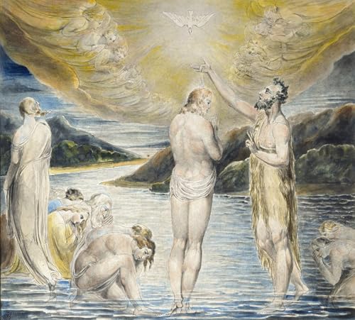 Poster Il Battesimo di Cristo William Blake, cuadro clásico para decoración de pared