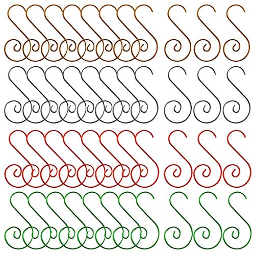 Mcree 160 ganchos de adorno de Navidad en oro y plata y verde y rojo, acero inoxidable en forma de S gancho colgante de alambre de Navidad perfecto para decoraciones de árbol de Navidad