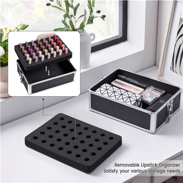 Yaheetech Valigia Trolley Trucchi Make Up 5 in 1 per Estetista Parrucchiere Professionale con Coperchio Supplementare Beauty Case Grande Porta Cosmetici da Viaggio Ruote Girevoli Nero
