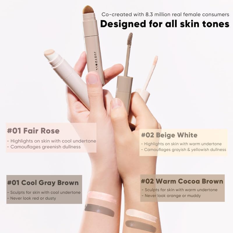 JUDYDOLL Liquid Contour & Highlighter,Face Sculpting Liquid Highlighter & Contour With Brush, Anti-Smudge & Brightening, Long-Lasting(01 Cool Gray Brown) - Image 6