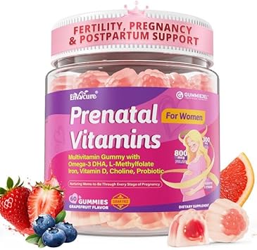 Prenatal Vitamins for Women, 37-IN-1 Prenatal Gummies with Omega-3 DHA, Choline, Iron, Methylfolate, Vitamin D3 B12 B6, Prenatal Vitamins Multivitamin for Women Before, During & After Pregnancy, 60Ct