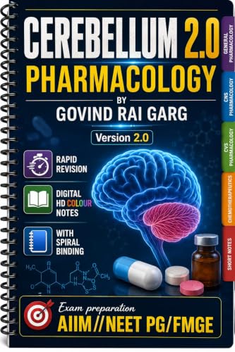Image of Cerebellum 2.0 Pharmacology by Govind Rai Garg RAPID REVISION (Quick Revision)Full Coloured Notes Spiral Binding, AIIMS /NEET PG /FMGE Exam Preparation 2026-2027