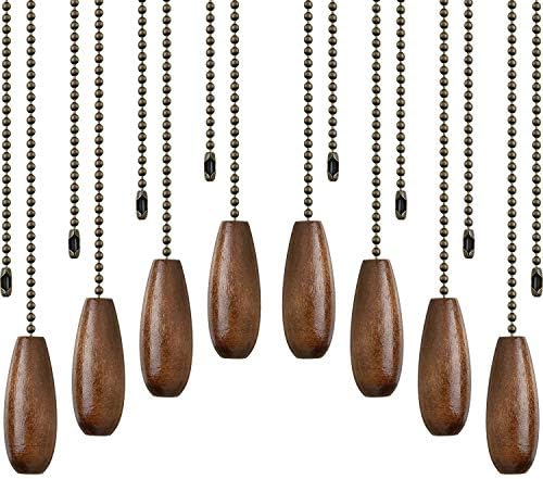 8 Pieces Ceiling Fan Pull Chains Extender Wooden Pendant Pull Chain Extension for Ceiling Light Lamp Fan Chain (Walnut Color)