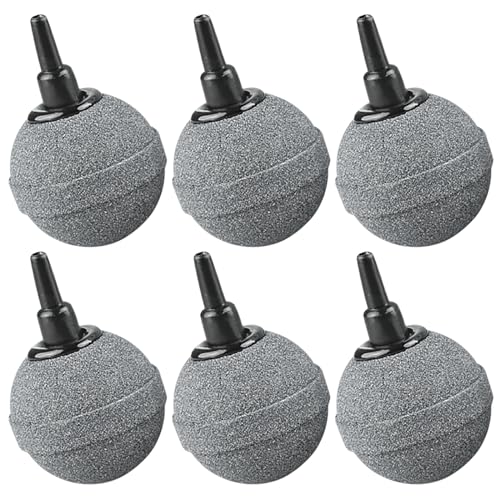 WNV 6pcs Air Stones for Fish Tanks, 3cm Aquarium Air Stones for Pond Air Stone Aquarium Ball Bubble Diffuser Release Tool for Pond Air Pumps Fish Tanks Buckets Ponds