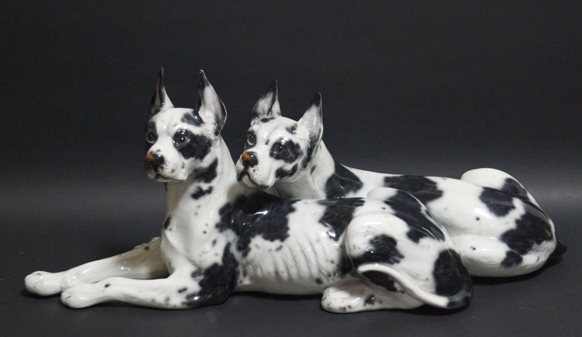 【Lサイズ】 新品 陶器製 大型 グレートデーン 置物 犬 グレードデン アウトレット オブジェ 陶器犬 オーナメント 送料込み 別倉庫発送