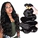 Produktbild CLAROLAIR Human Hair Bundles Brasilien hair Bundles Brazilian Body Wave Hair Bundles brasilianische haarverlängerung natürlich (22 24 26 INCH 1B)