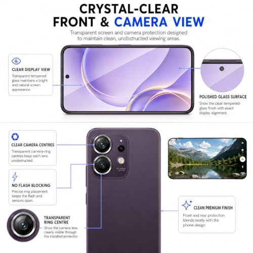 Image of ArmourPro Edge to Edge Tempered Glass for Oppo Reno 16 with Black Camera Ring Guard, 9H Screen Protector, Anti-Scratch, Anti-Fingerprint, Bubble-Free Installation Kit