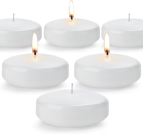 Velas flotantes de 3 pulgadas sin perfume de cera sin goteo de 13 a 15 horas de combustión, paquete de 12 velas de fiesta de boda, para centros de