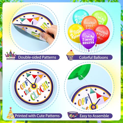 27pcs Colorful Retirement Party Decorations for Women Men Happy Retirement Banner Balloons Hanging Swirls Farewell Going Away Party Decorations Supplies
