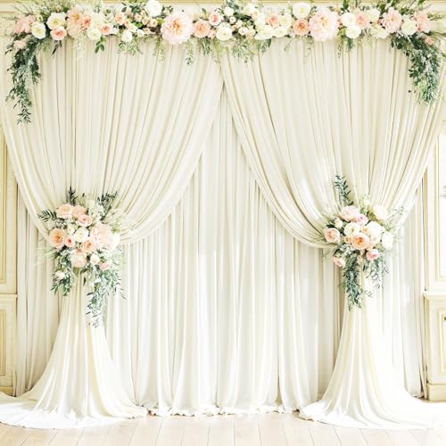 4 Panels Ivory Backdrop Curtains for Wedding Party Wrinkle Free Backdrops Curtain Drapes Fabric Decorations Photo Back Drop Cloth for Baby Shower Photography Stage Reception 20ft(W) x 12ft(H) by Tao-Ge - Image 7
