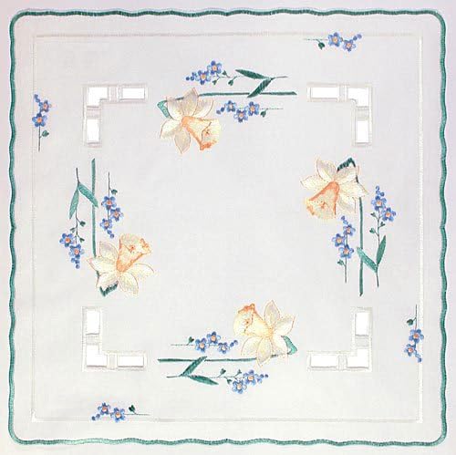 Funke Linen Daffodils Square Doily Made in Germany