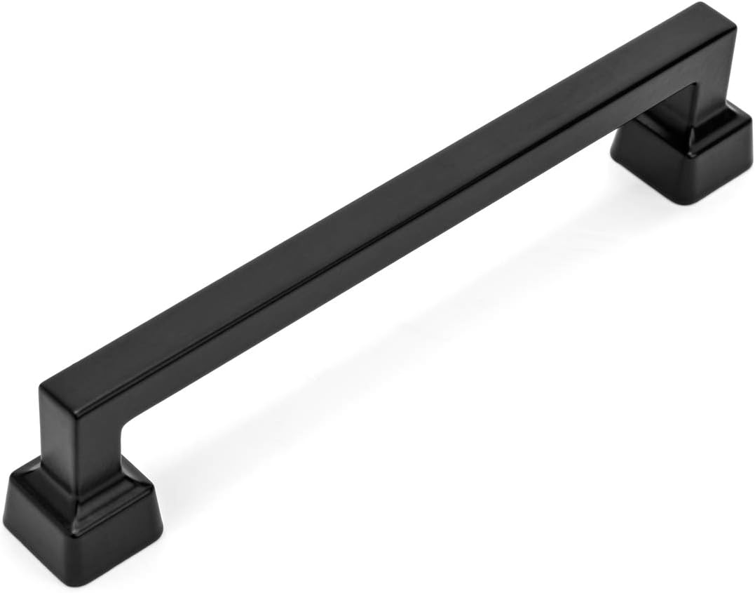 Cosmas 10 Pack 1481-160FB Flat Black Contemporary Cabinet Hardware Handle Pull - 6-5/16" Inch (160mm) Hole Centers