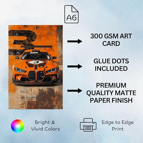 Image of Posters Inc Premium Super-Cars Illustration Cards A6 Small Size Collection Of 54 Track Drift Turbo Coupe Design Images For Stylish Wall Styling Bedroom Decor Gift Ready With Glue Dots