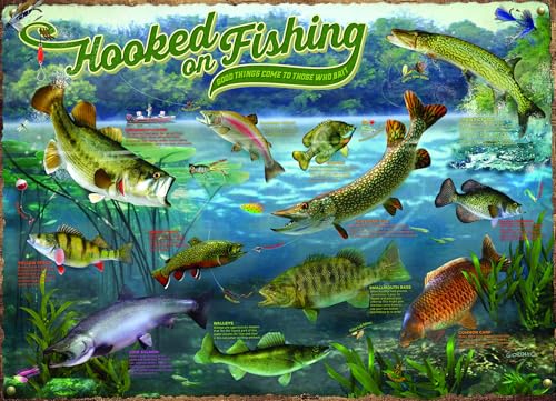 Cobble Hill 1000 Piece Puzzle - Hooked on Fishing - Sample Poster Included