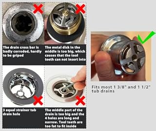 BearHut Tub Drain Remover Wrench Removal Tool Dual Ended Dumbell for Bath Drains Heavy Duty Aluminum