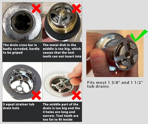 image for BearHut Tub Drain Remover Wrench Removal Tool Dual Ended Dumbell for B