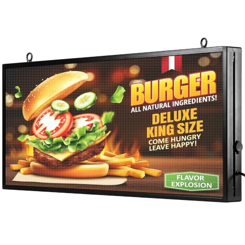 Image of P5 LED Sign 39x14 inch, WiFi Programmable LED Display Board,Full Color RGB Advertising Sign Scrolling Message Board for Business Supports Video Image Text for Store Commercial Display