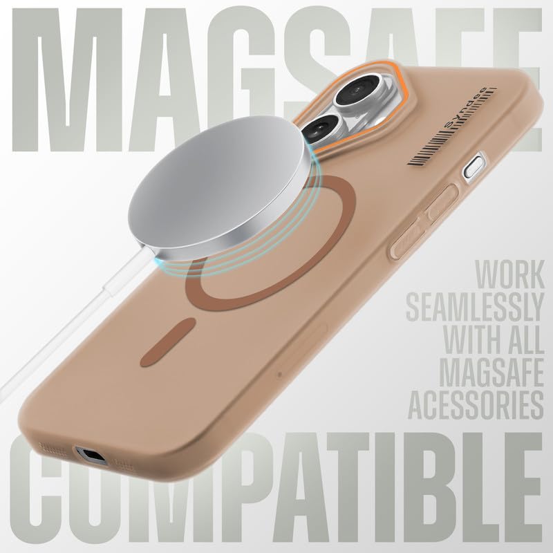 Image of Mr. Case Back Cover for iPhone 16 Sleek Frosted Translucent Back with Wireless Charging Support | Anti-Scratch Shockproof Phone Case - Brown