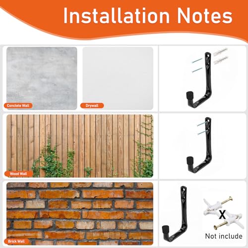 Miniatura 7 de Ausyiwi 6 Ganchos Para Colgadores De Garaje, Ganchos De Pared En J Resistentes, Soporte De Montaje En Pared Para Hogar, Tienda, Jardín, Garaje