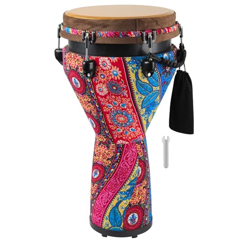GOGHOST Freestyle Mechanically Tuned Djembe 12 Inch Head - 12' x 24' Modern Key-Tuned Djembe with...