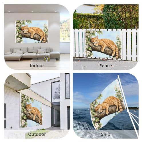 Drapeau extérieur chat en polyester durable de qualité supérieure lavable et traité anti-UV - 8