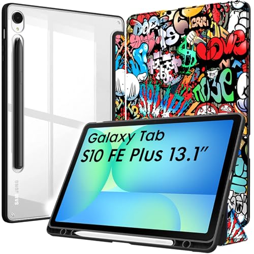 Image of Robustrion Cover Case for Samsung Galaxy Tab S10 FE Plus 13.1 inch Cover with [Pencil Holder] Hybrid Cover for Samsung Tab S10 FE Plus 13.1 inch Tablet [Auto Sleep Wake Support] - Hippy