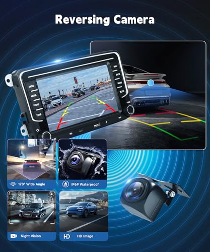 METEESER 7" Wireless CarPlay & Android Auto Single DIN Car Stereo 4+64G— Bluetooth 5.0 IPS Touchscreen Car Radio with Voice Control, Mirror Link, Backup Camera Input, FM Receiver for Jetta Radio