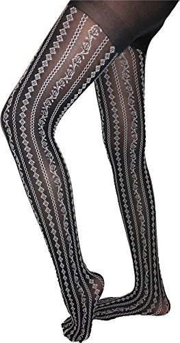 Lace Poet Gray Chanti Embroidered Victorian Art Tights (Gray, Medium)
