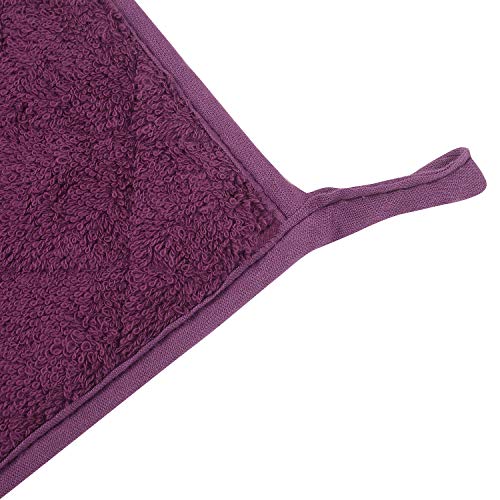 100% Cotton Kitchen Everyday Basic Terry Pot Holder Heat Resistant Coaster Potholder For Cooking And Baking Set Of 5 Grape #TOP5
