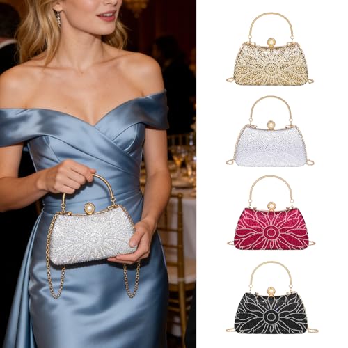 Sac de soirée perlé chic avec chaîne épaule pour gala de bal - 2