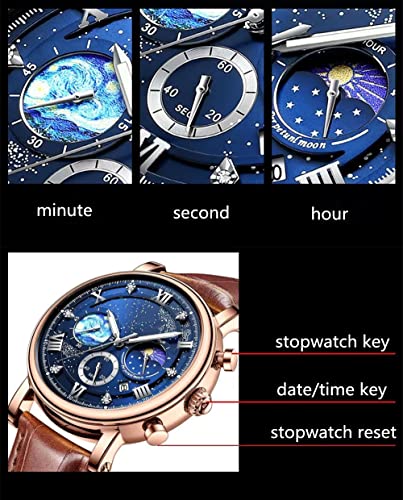Image of MINILUJIA 50M Waterproof Men World Map Watches Creative Starry Universe Earth Globe Moon Sun Rotating Eye-catching Personalized Cool Unique Mens Watches