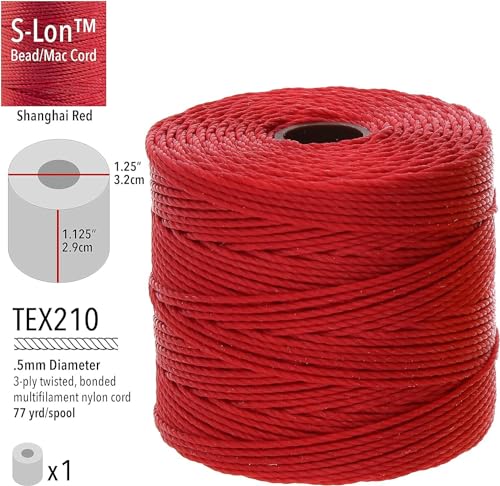 Cuerda de nailon trenzado Beadsmith, 77 yardas, n.º 18, rojo 4