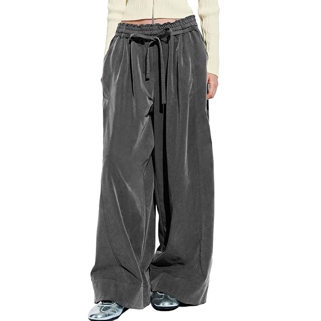 URBAN REVIVO Womens Wide-Leg Pants High-Waisted Loose Fit Trousers for Women