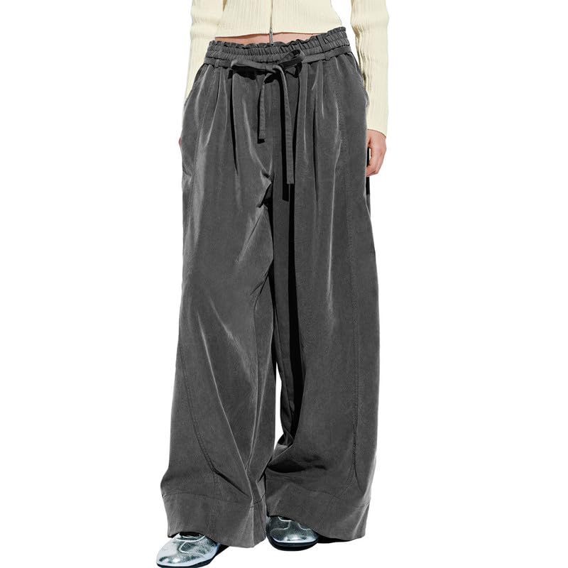 URBAN REVIVO Womens Wide-Leg Pants High-Waisted Loose Fit Trousers for Women