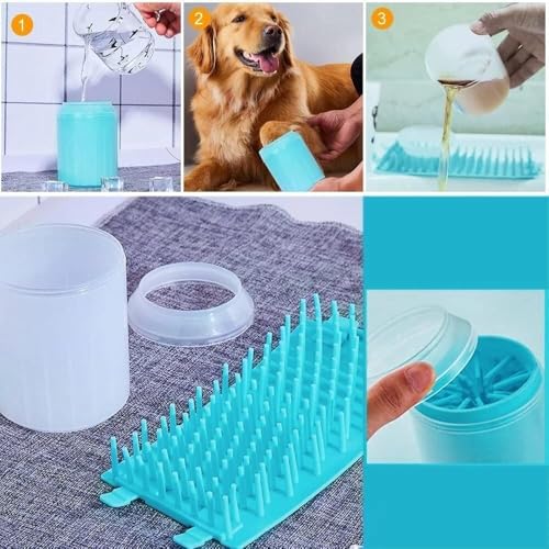 Copo Limpa Lava Patas Cachorro Cães Passeio Pet Petbuco Limpa Patinhas - Grande (Azul - G)