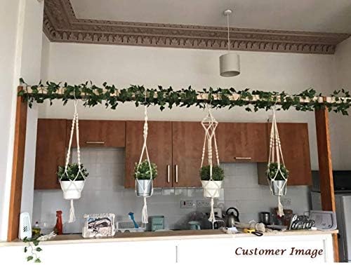Luxbon 4 Pack Macrame Plant Hangers Indoor White Cotton Rope Flower Pot Hanging Planter Basket Holder for Patio Deck Ceiling Outdoor Garden Home Decor (4 Legs 41inch/104cm)