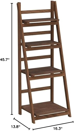 Miniatura 3 de Babion Estantería de escalera de 4 niveles, estantería inclinada industrial, estantería de madera con marco estable, estante de almacenamiento para