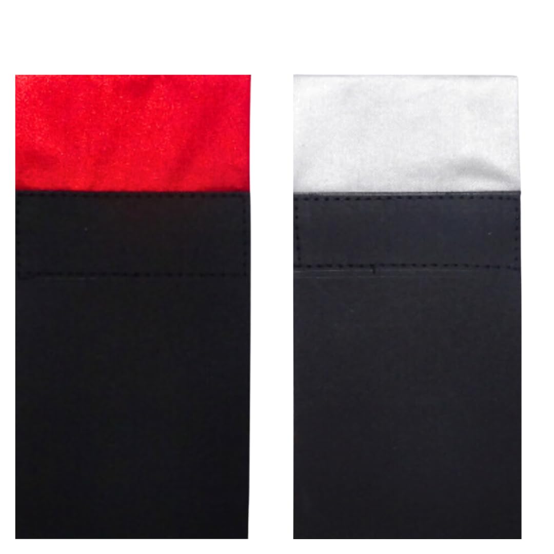 Men's Solid Color Pre Folded Pocket Square | Readymade Wedding Handkerchief for Suits, Blazers & Tuxedo (Pack of 2) (White & Red)-image-9