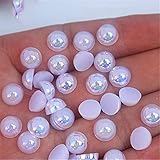 Establecer tipo: SÍ 6/8/10/12 mm AB Imitación Redonda Perla ABS Medias Perlas Cuentas Planas para Manualidades Vestido de Novia Botón Decoración MC388, Blanco AB, 8 mm 200 Piezas