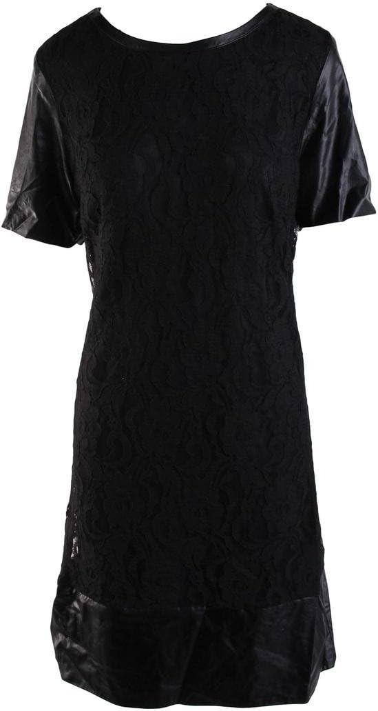 LAUNDRY BY SHELLI SEGAL Women's Stretch Lace and Faux Leather Dress