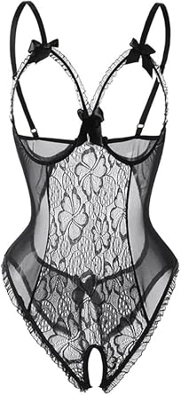 Women One Piece Lingerie Sexy Teddy Deep V Bodysuit Lace Nightie Mini Babydoll See Through Chemise Underwear